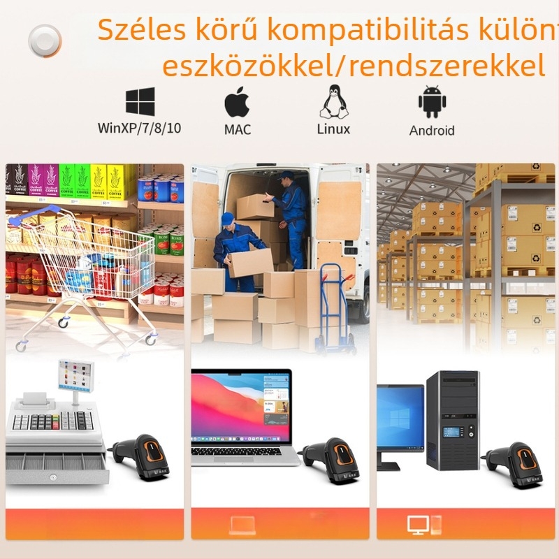 1D CCD kézi vonalkódolvasó vörös fényű