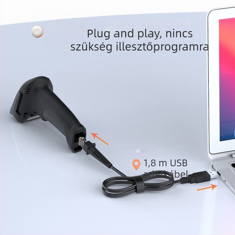 1D CCD kézi vonalkódolvasó vörös fényű