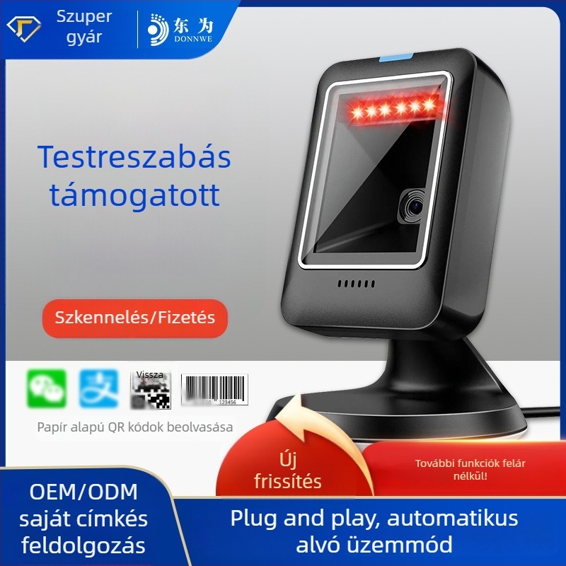 MP6300 vezetékes kézi vonalkód-olvasó QR-kódok beolvasására és fizetésekre, platform-szkenner pisztoly supermarket kasszához