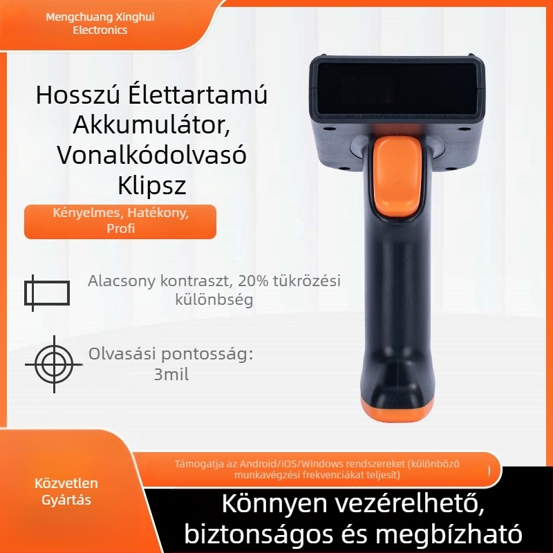 Hordozható vezeték nélküli Bluetooth vonalkódolvasó 1D/2D kódokhoz – kézi PDA terminál