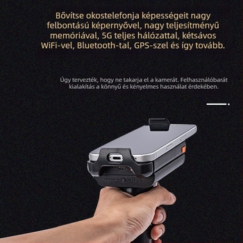 Kézi PDA terminál vezeték nélküli Bluetooth barcode olvasóval, klippel a hordozáshoz, ID- és 2D-kódok olvasásához.