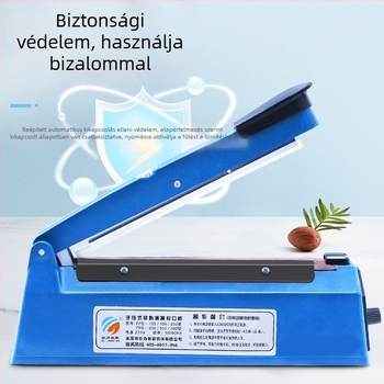 Kézi műanyag tasakzáró gép, 2 mm-es zárási szélességgel, otthoni használatra; alkalmas mooncake és teafilteres tasakok csomagolására.