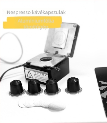 Kompakt hőzáró gép kávékapszulákhoz alumíniumfóliából