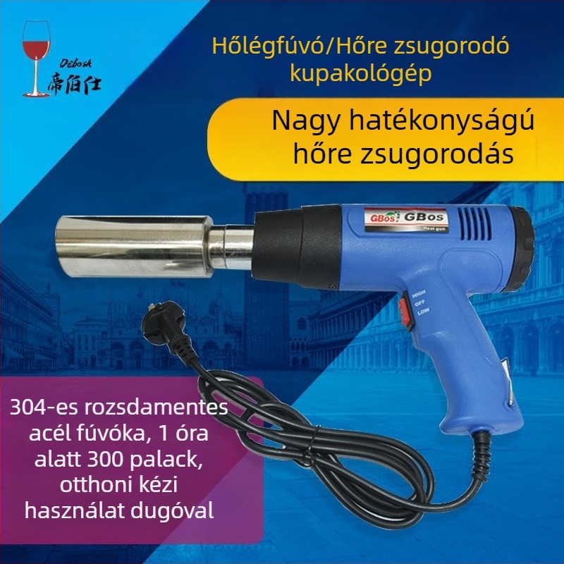 Kézi hőhúzó sapkázó készülék borosüvegekhez melegfúvóval