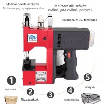 Double Bull GK9-350 hordozható elektromos varró- és zárógép szőtt zacskókhoz, 190W
