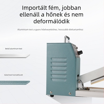 Kézi záróberendezés alumínium váz és vas burkolattal, műanyag, Kraft papír és alumíniumfólia zacskókhoz – 2,8 mm zárószélesség
