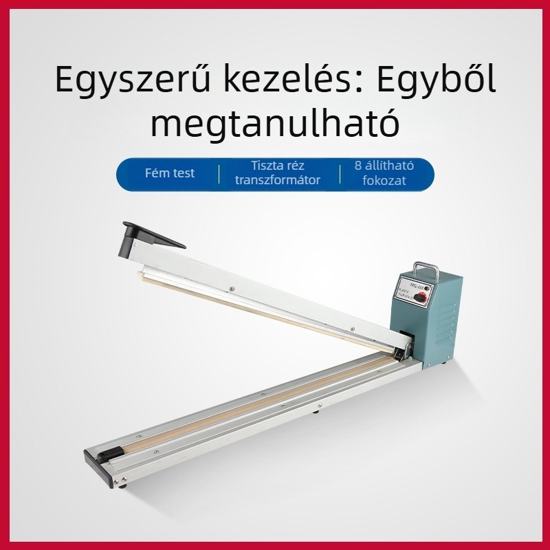 Kézi záróberendezés alumínium váz és vas burkolattal, műanyag, Kraft papír és alumíniumfólia zacskókhoz – 2,8 mm zárószélesség