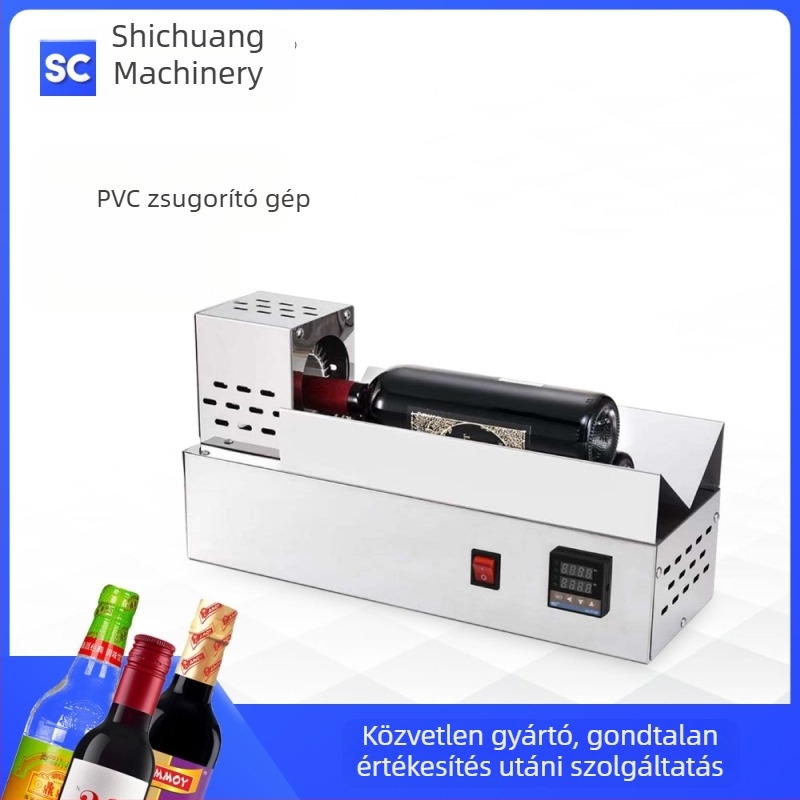 ZS-830PVC Gumírozott sapkás hőzsugorító záróberendezés vörösboros üvegekhez, szójaszószhoz, fehér ecethez és fehér borhoz, hőzsugorító filmmel és meleg levegővel