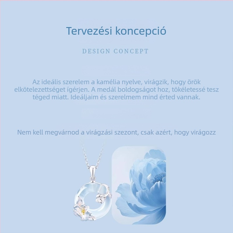 Kaméliavirág nyaklánc hamis jade medállal, ezüstös, 2025-ös stílus, nőknek; ajándék anyának, születésnapra vagy barátnőnek