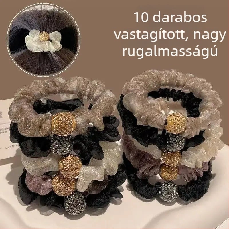 Hajgumi hálós virágos hajdísz pliszírozott mintával – tartós kiegészítő
