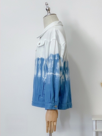 Férfi denim-ing tie-dye mintával, bő szabású, laza stílus