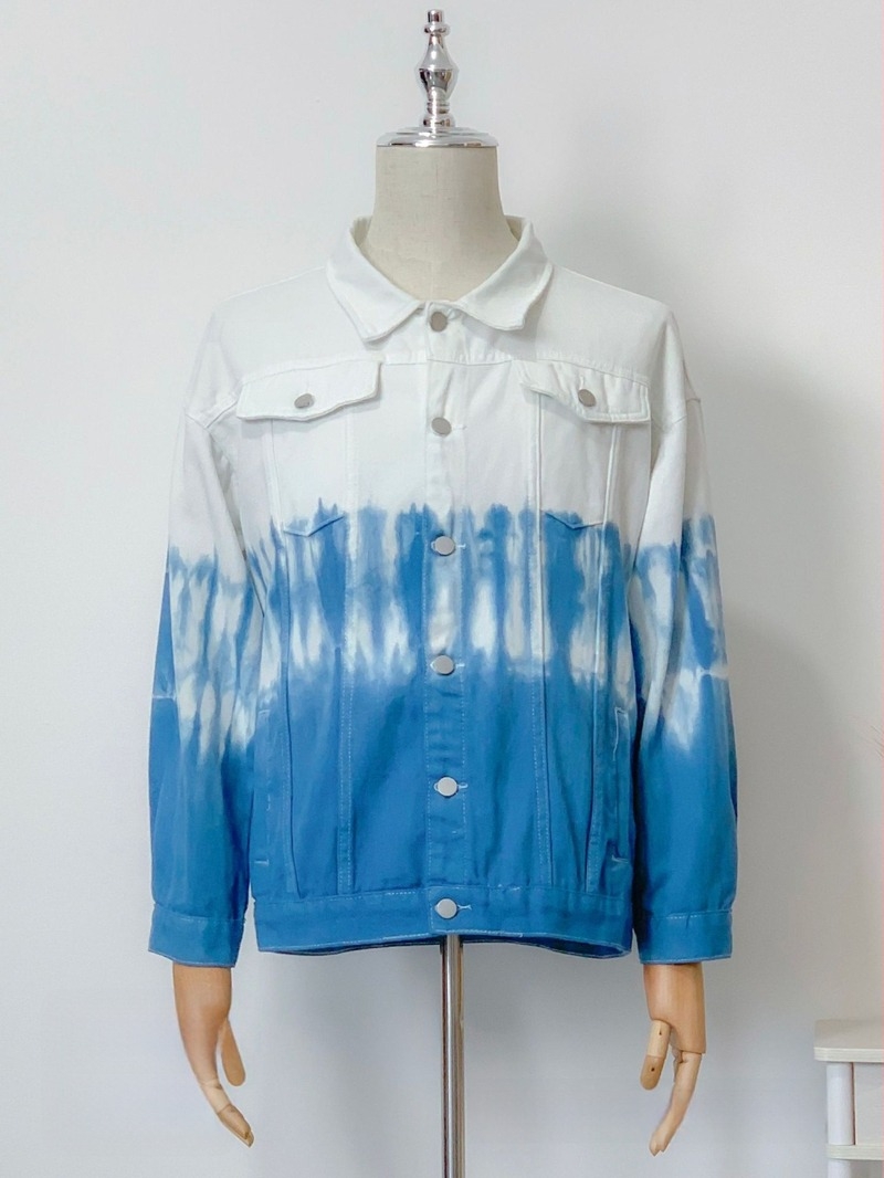 Férfi denim-ing tie-dye mintával, bő szabású, laza stílus