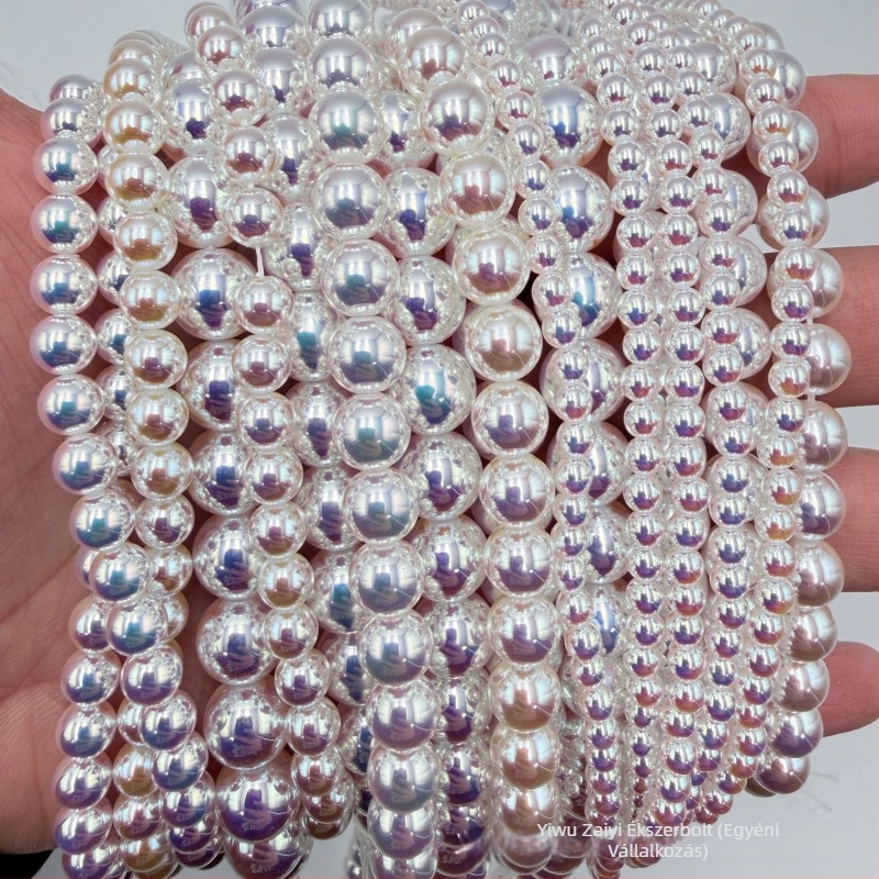 Ran Yi Jewelry Ausztráliai fehér Aurora – magas fényű utánzat Swarovski gyöngyök, 8 mm kerek gyöngyök DIY ékszerkészítéshez