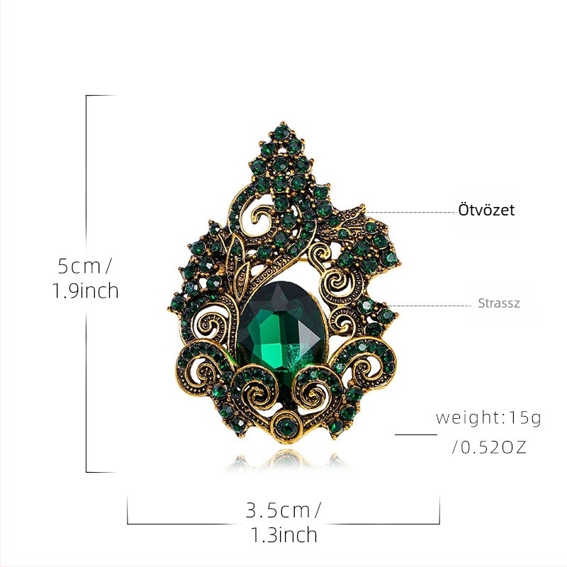 Vintage kristályüvegből készült brooch francia strasszos virággal a férfi öltönyre