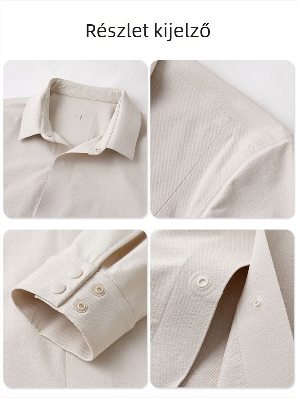Férfi soft-shell poló, egyszínű, üzleti utazási stílus, hosszú ujjú, nyomtatott logóval