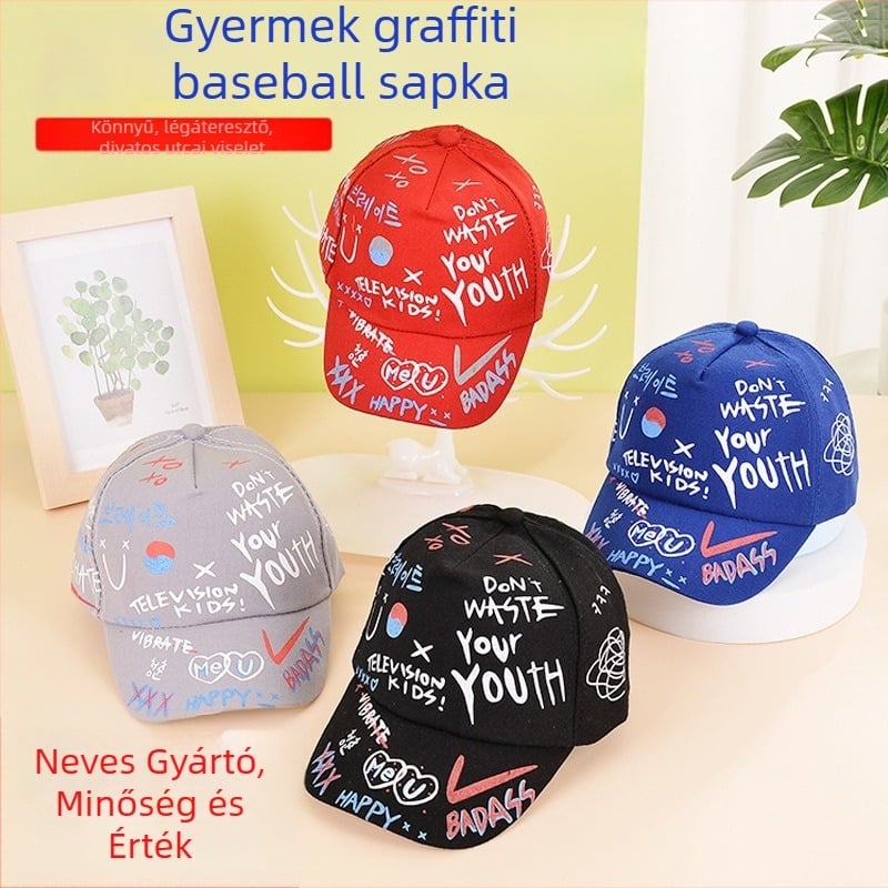 Gyerekeknek készült nyári baseball sapka koreai stílusban, UV védelemmel, aranyos karikatúra dizájn, 4-6 éveseknek