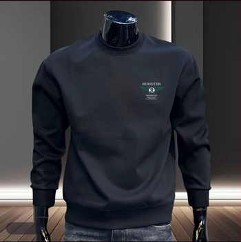 Férfi laza szabású pulóver kerek nyakú, fleece-béléssel, koreai stílus, őszi–téli 2025