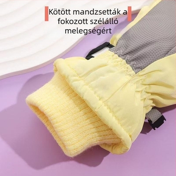 Gyerek síkesztyűk téli időszakra, vízálló és meleg, ötujjas, kültéri tevékenységekhez havon