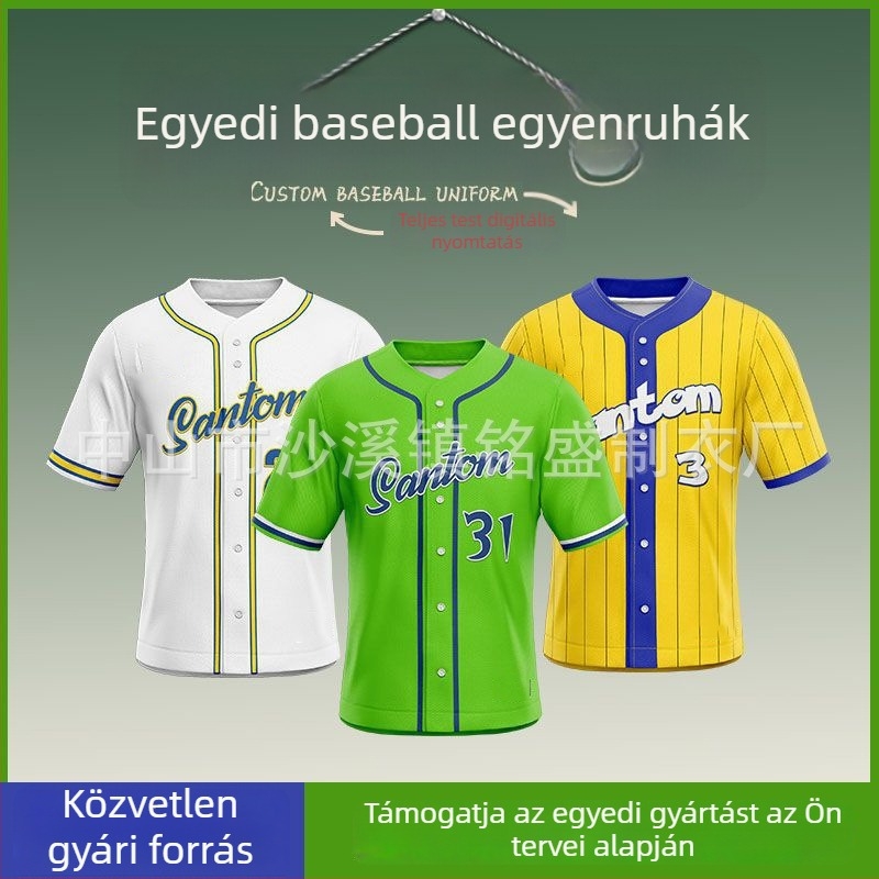 Férfi baseball mez 3D digitális nyomtatással, gyorsan száradó sportos felső
