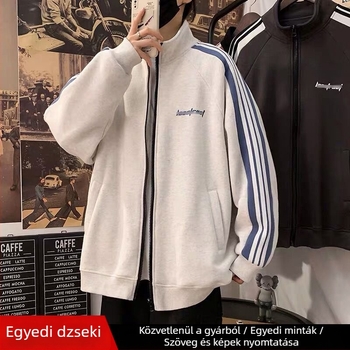 Férfiaknak készült testreszabható sportdzseki, laza szabású tavasz-ősz, kardigán-stílusú baseball kabát