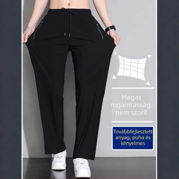 Férfi Ice Silk nyári nadrág, plus size, gyorsan száradó, egyenes szabás, széles lábszárakkal, mindennapi nadrág