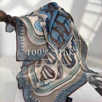 100% selyem négyzetes kendő kék színű, kézzel készült, 65×65 cm