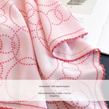 100% Mulberry selyem sál nőknek, lágy rózsaszín kamélia mintával, sokoldalú, magas minőségű, könnyű lux, négyszögletes sál 65x65 cm