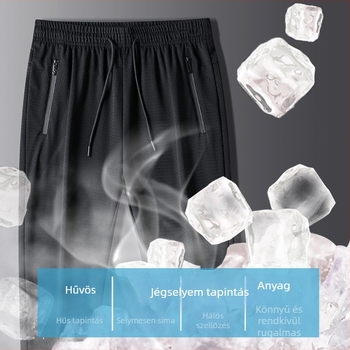 Férfi Ice Silk hálószövetes sportnadrág, laza szabás, gyorsan száradó, nyár, nagy méret