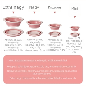 Összecsukható nagy mosóedény — hordozható utazáshoz és otthonra, többfunkciós edény arcmosáshoz, ruhamosáshoz és zöldségek tisztításához