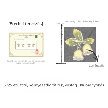 Lily of the Valley zománcos virág fülbevalók, 18K aranyozott sárgarézből, pasztorális stílus, édes és elegáns nőknek