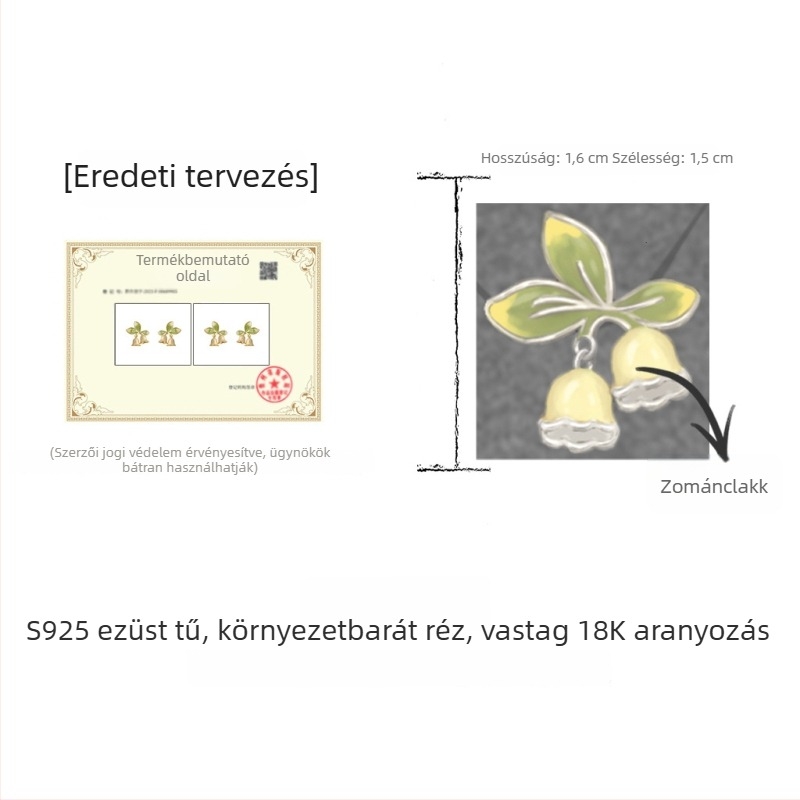 Lily of the Valley zománcos virág fülbevalók, 18K aranyozott sárgarézből, pasztorális stílus, édes és elegáns nőknek