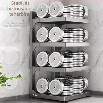 Padlón álló konyhai tároló, több emeletes állvány fazekak és zöldségek számára.