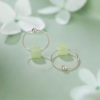 999 ezüst Hetian jade fülbevalók nőknek – könnyű luxus, magas színvonalú retro kínai stílus, minimalist karika fülbevalók