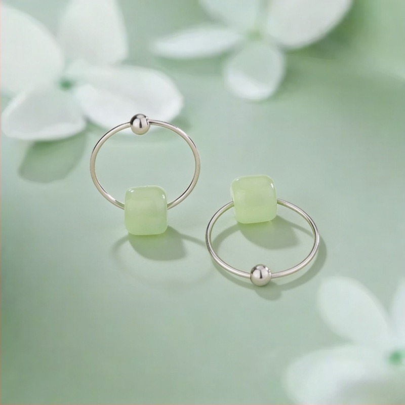 999 ezüst Hetian jade fülbevalók nőknek – könnyű luxus, magas színvonalú retro kínai stílus, minimalist karika fülbevalók