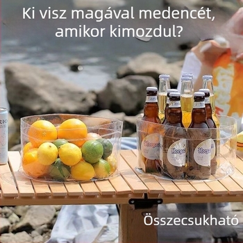 Hordozható, vastagított összecsukható vízmedence, átlátszó kerek mosdómedence, többfunkciós víztároló vödör