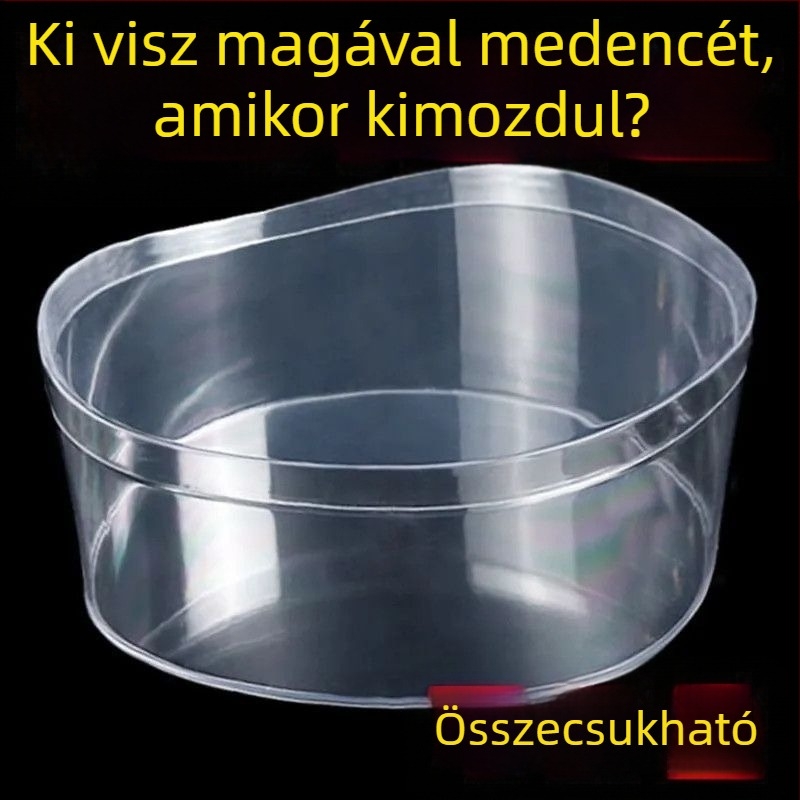 Hordozható, vastagított összecsukható vízmedence, átlátszó kerek mosdómedence, többfunkciós víztároló vödör