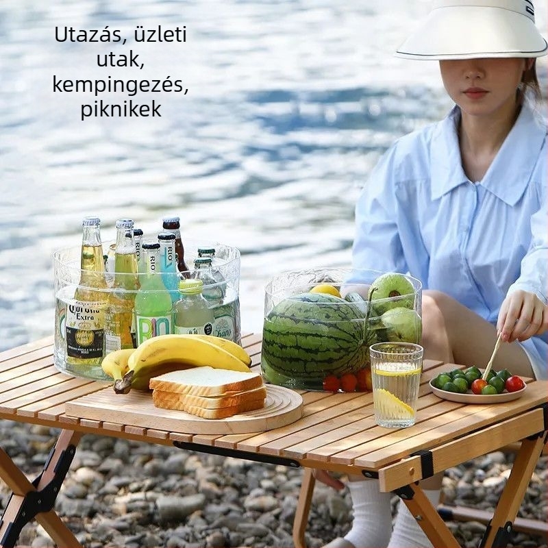 Hordozható, vastagított összecsukható vízmedence, átlátszó kerek mosdómedence, többfunkciós víztároló vödör