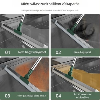 Háztartási szilikon padlókaparó és teleszkópos felmosó konyhához és fürdőszobához, csempepadlóhoz