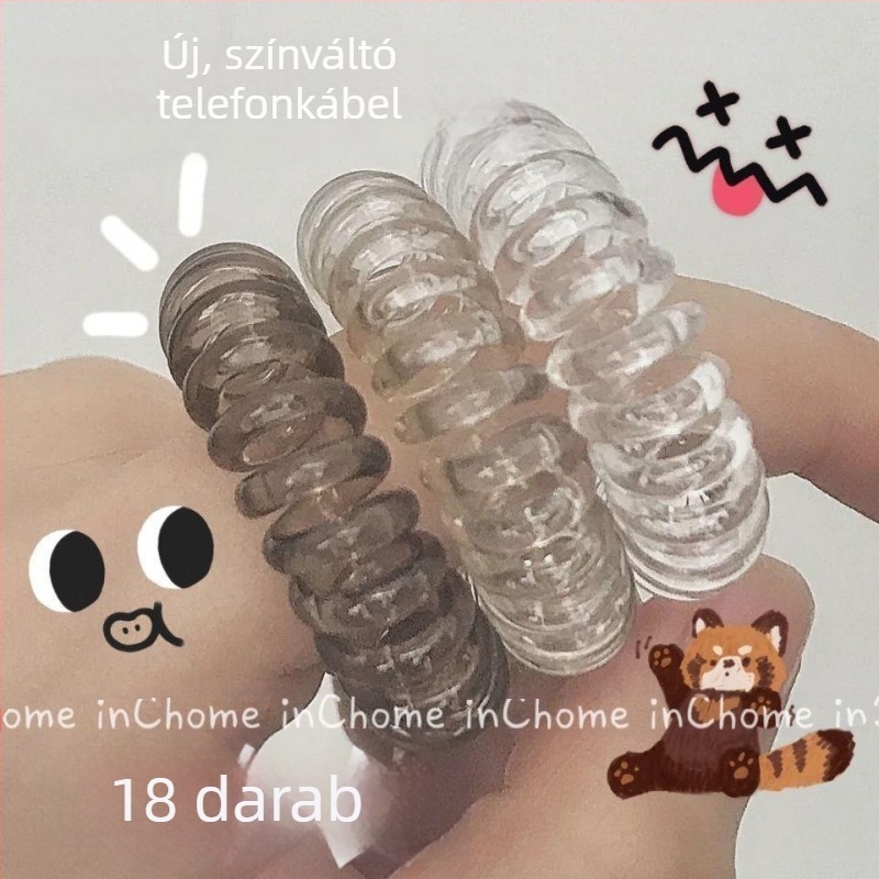 18 darab telefonkábel hajgumi, kiváló rugalmasságú és tartós, kíméletes a hajhoz