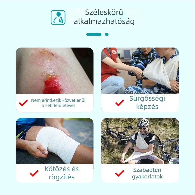 Orvosi háromszög alakú kötszer és elsősegély-készlet, képzési kötéssel és rögzítő sínnel kültéri vészhelyzetekhez