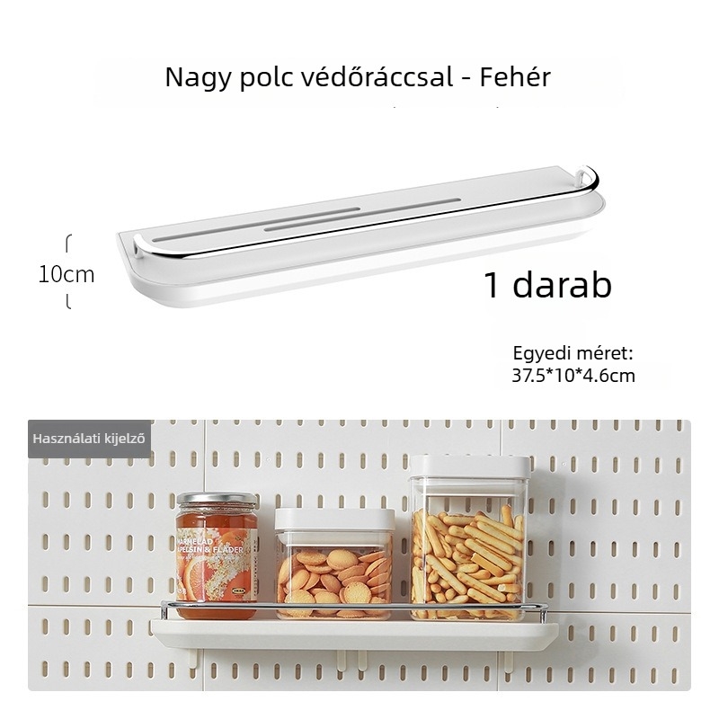 Fúrás nélküli falipolc perforált panellel – tároló konyhába, fürdőszobába és kollégiumba