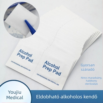 Elsősegély-készlet kiegészítők: egyszer használatos alkoholos fertőtlenítő párnák, BZK pamut párnák, jodofor párnák, viszketés elleni törlők