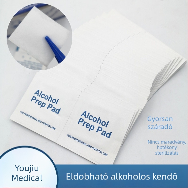 Elsősegély-készlet kiegészítők: egyszer használatos alkoholos fertőtlenítő párnák, BZK pamut párnák, jodofor párnák, viszketés elleni törlők