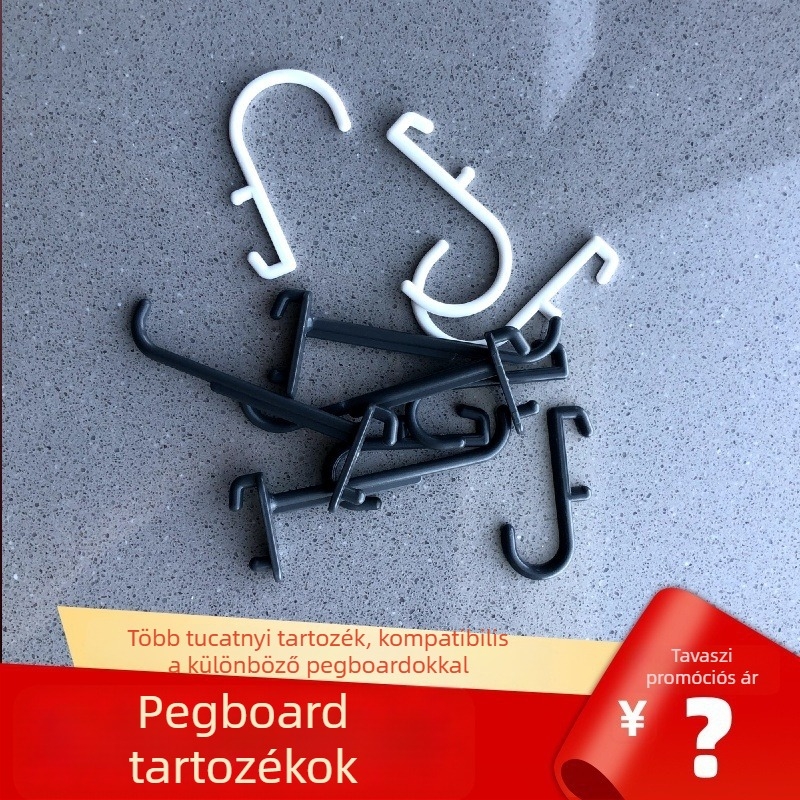 Pegboard kiegészítő készlet — DIY polclipszek, fúrás nélkül, konyhai falra szerelhető tároló