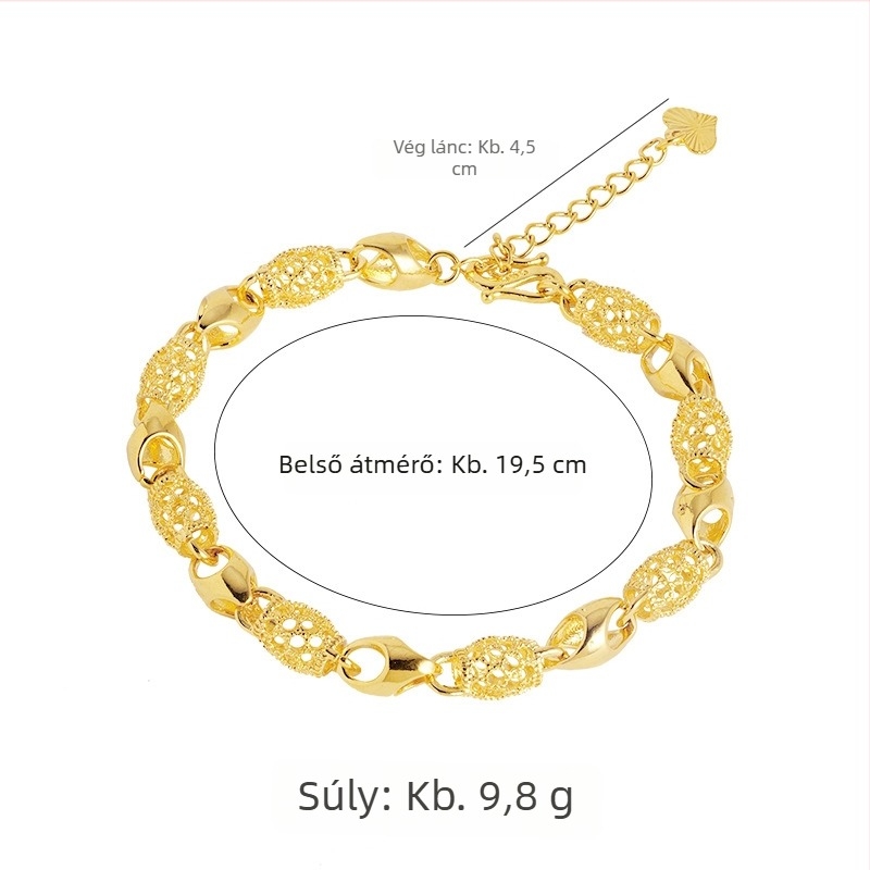 Női homokarany tónusú retro etno stílusú karkötő, koreai ihletésű, elegáns és sokoldalú