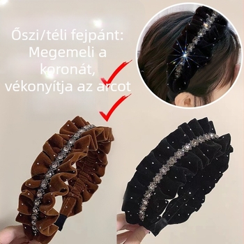 Csillagos velúr hajpánt redőzéssel, nőknek, őszi–téli szezonra, prémium hajdísz