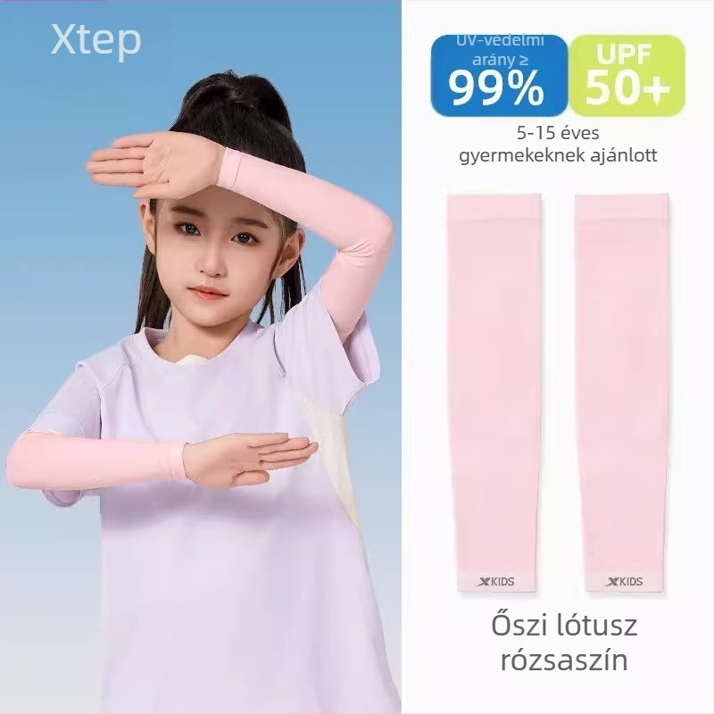 Xtep gyerekeknek készült napvédő karvédők, lélegző, vékony Ice Silk anyagból nyárra