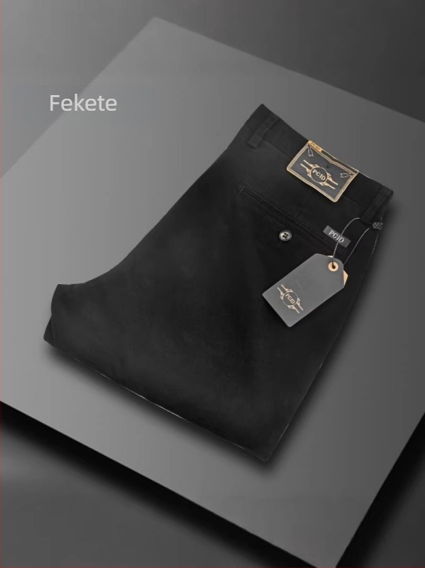 Férfi magas derekú, mindennapi nadrág üzleti–casual stílushoz, egyenes szabású, elegáns eséssel