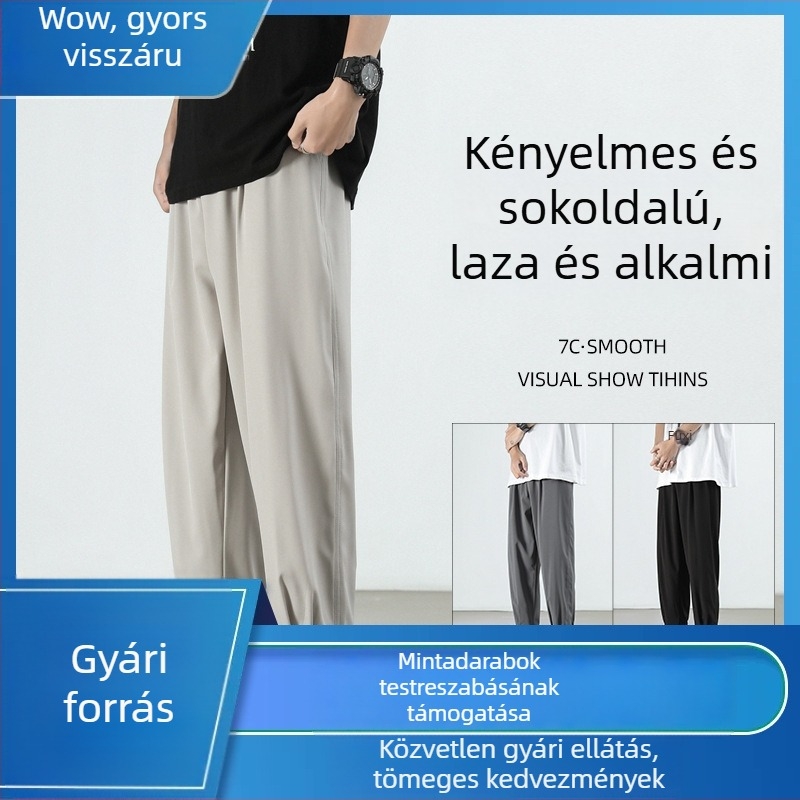 Személyre szabott nyári férfi nadrág – egyenes szabás, laza esés, harém stílus, 3/4-es hosszúságú