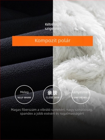 Férfi fleece bélelt sportos nadrág, széles lábú, egyenes szabású, téli viselet